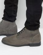 Asos Lace Up Chukka Boots In Burnished Gray Suede - Gray