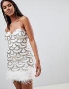 Rare Trim Sequin Mini Dress - White