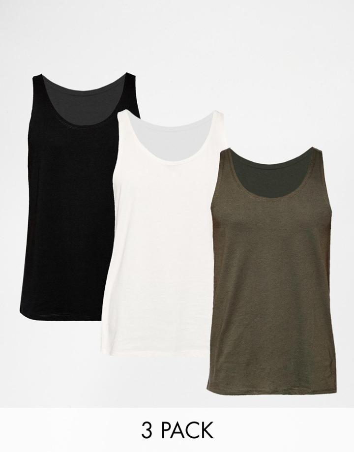 Asos Tank In Skater Fit 3 Pack Save 17%