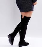 Asos Keep Up Wide Fit Extra Wide Leg Over The Knee Boots-black
