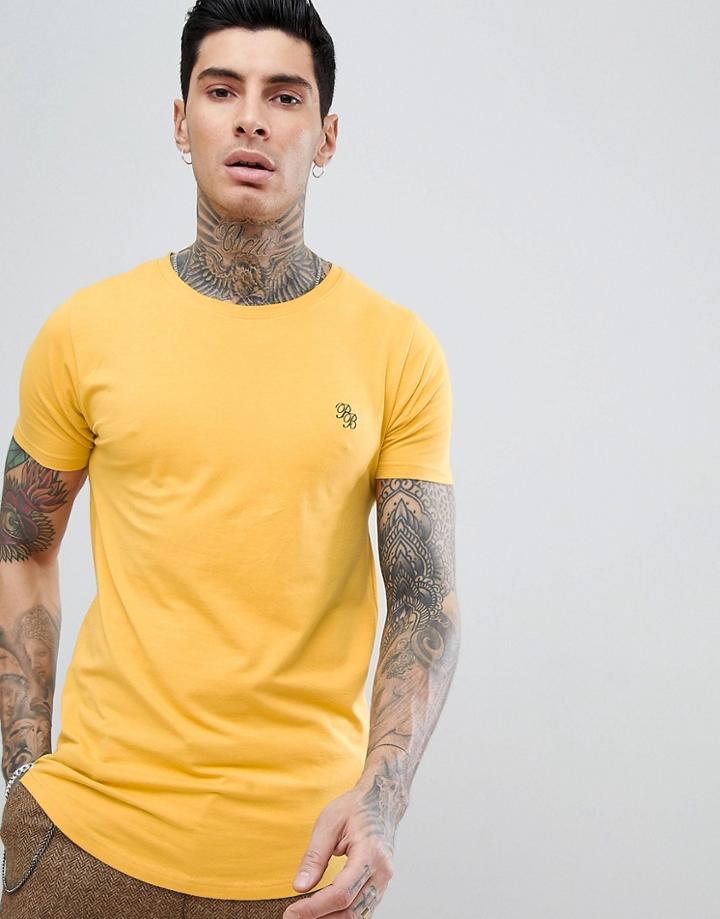 Process Black Stretch Crew Neck Curved Hem T-shirt - Yellow