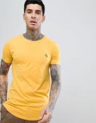 Process Black Stretch Crew Neck Curved Hem T-shirt - Yellow