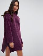 Brave Soul Jamie Sweater Dress Inn Chenille - Purple