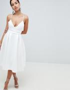 Asos Design Scuba Cami Prom Midi Dress - White
