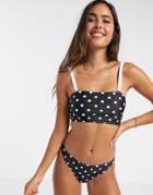 Vero Moda Square Neck Polka Dot Bikini Top-black