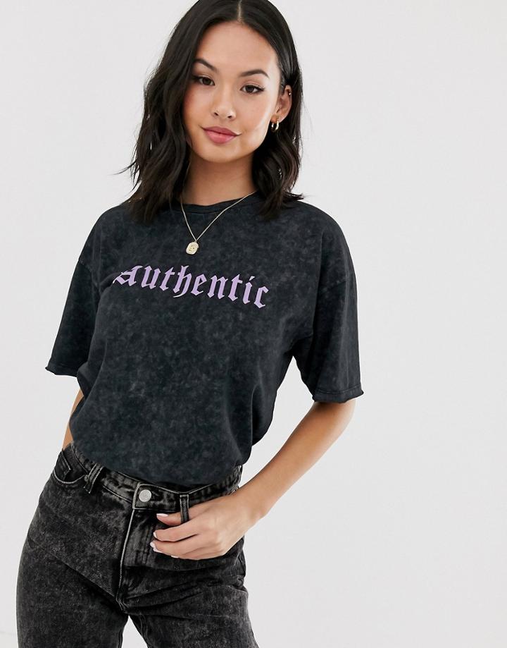 Asos Design Relaxed T-shirt With Authentic Motif In Wash-black