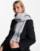 French Connection Tassle Fringe Scarf In Gray