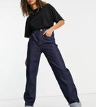 Reclaimed Vintage Inspired 90's Dad Jean In Raw Sustainable Denim With Hem Turn Ups-blues