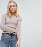 Brave Soul Tall Rosa Ribbed Crew Neck Sweater - Pink
