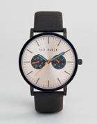 Ted Baker Brit Chronograph Leather Watch In Black - Black