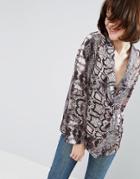 Asos Pyjama Blouse In Snake Print - Multi