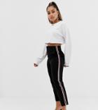 Asos Design Petite Cigarette Pants In Black With Side Stripe