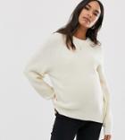 Asos Design Maternity Fluffy Sweater With Balloon Sleeve-cream