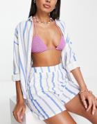 4th & Reckless Mackenzie Beach Shorts In Blue Stripe - Part Of A Set-multi