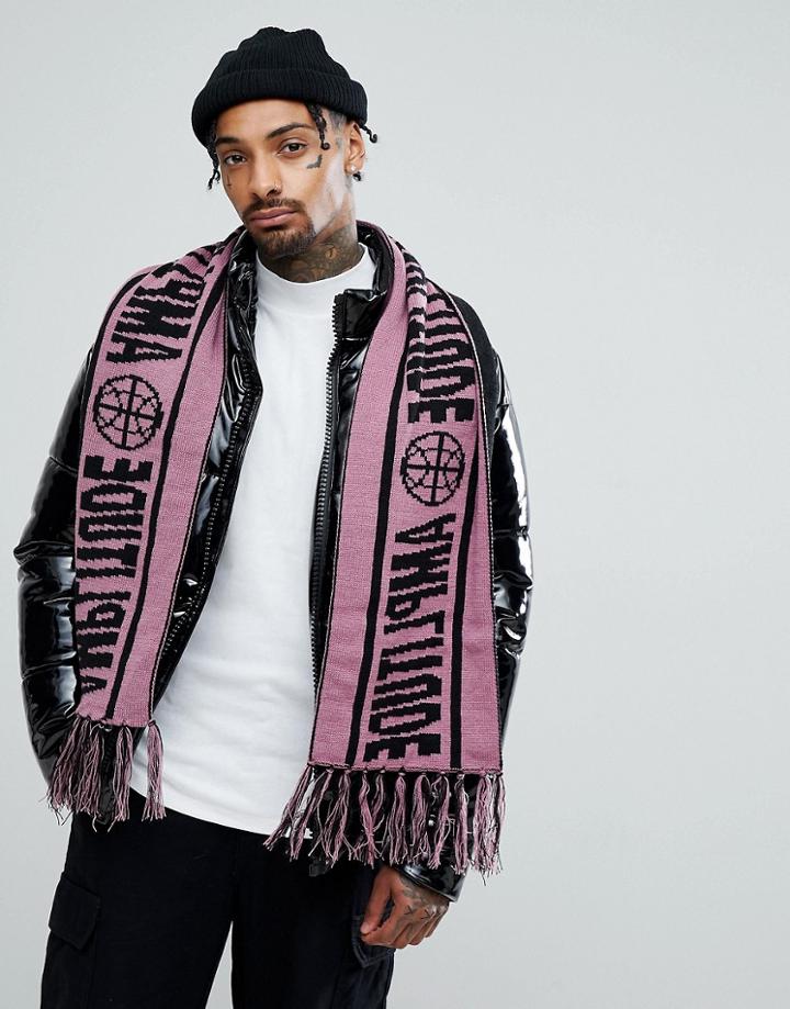 Asos Soccer Scarf In Lilac With Amplitude Slogan - Purple