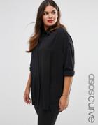 Asos Curve Sheer And Solid Oversize Blouse - Black