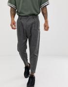 Bershka Loose Carrot Fit Pants In Dark Gray With Chain - Gray