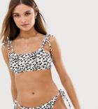 Unique21 Leopard Print Tie Shoulder Bikini Top - Multi