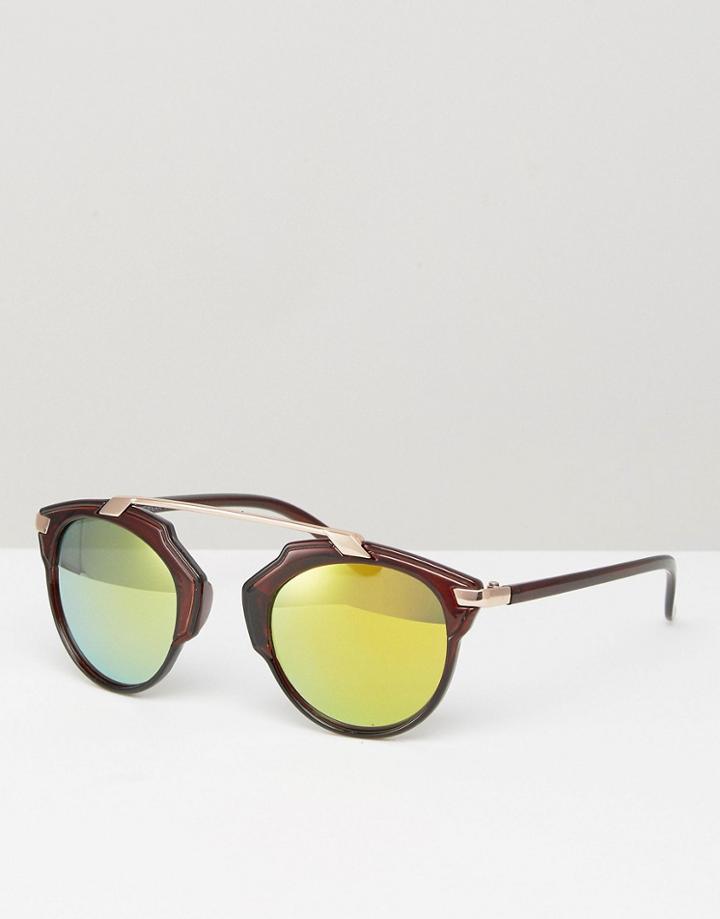 7x Sunglasses With Mirror Lens - Burgundy