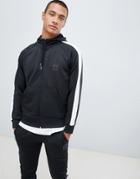 Hype Hoodie In Black Poly With Side Stripe - Black