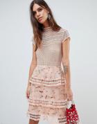 Y.a.s Dress With Tiered Lace Detailed Mini Skirt In Pink
