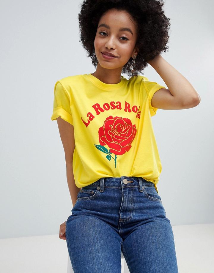 Only Rose Print T-shirt - Yellow