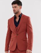Asos Design Super Skinny Suit Jacket In Burnt Henna-red
