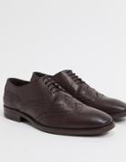 Redfoot Square Toe Leather Lace Up Brogues In Brown