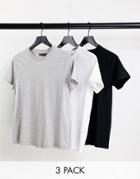 Asos Design Ultimate T-shirt With Crew Neck In Organic Cotton Blend 3 Pack Save-multi