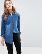 Jdy Janet Deconstructed Denim Shirt - Blue