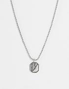 The Status Syndicate Pendant Necklace With Texture Detail In Burnished Silver Finish