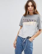 Tommy Jeans Color Block Logo T Shirt - Gray