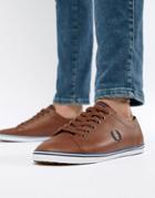Fred Perry Kingston Leather Plimsolls In Tan - Brown