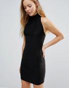 Daisy Street High Neck Body-conscious Dress - Black