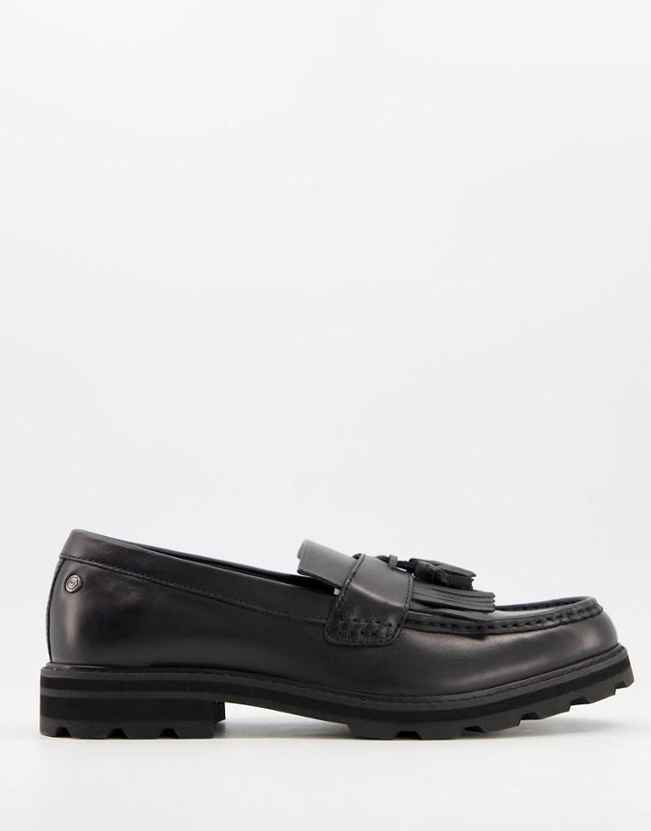 Ben Sherman Chunky Leather Tassel Loafers In Black