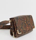 Aldo Qirassa Snake Print Crossbody Bag With Gold Detailing In Brown