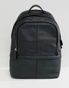 Asos Design Leather Harvard Backpack - Black