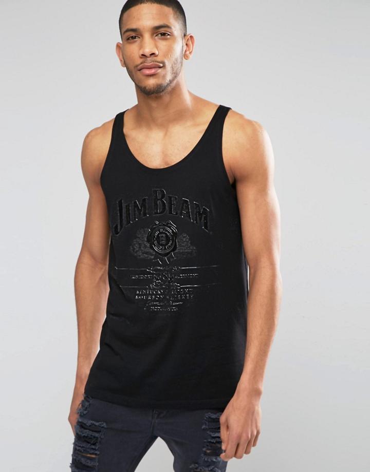 Asos Jim Beam Relaxed Tank With High Shine Print - Black