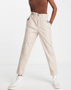 Miss Selfridge Faux Leather Sweatpants In Neutral