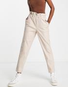 Miss Selfridge Faux Leather Sweatpants In Neutral