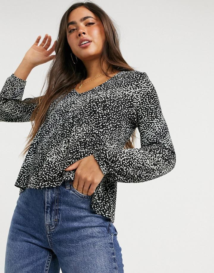 Vero Moda Peplum Top In Mixed Spot Print-multi