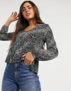 Vero Moda Peplum Top In Mixed Spot Print-multi