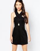 Motel Kowloon Dress With Cross Front - Black