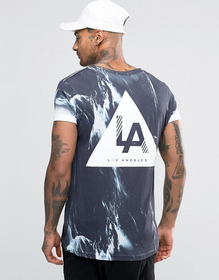 New Look T-shirt With La Marble Print In Black - Black