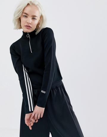 Adidas Originals Tailored Half Zip Top In Black - Black