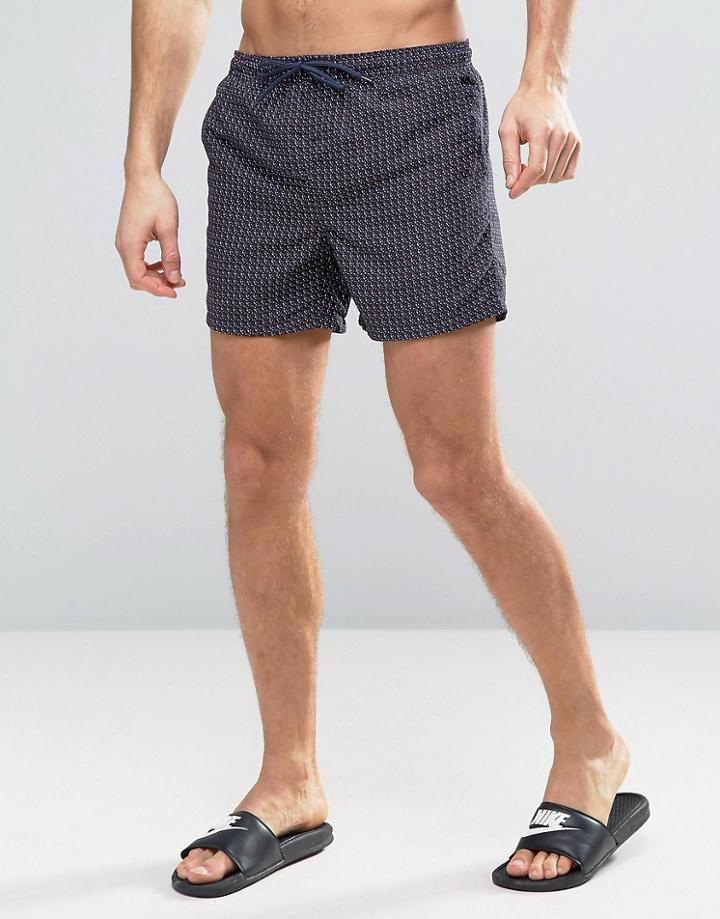 Bravesoul Swim Shorts In Geo Dot Print - Navy