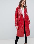 Neon Rose Vinyl Trench - Red