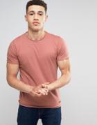 Brave Soul Basic Raw Edge T-shirt - Pink