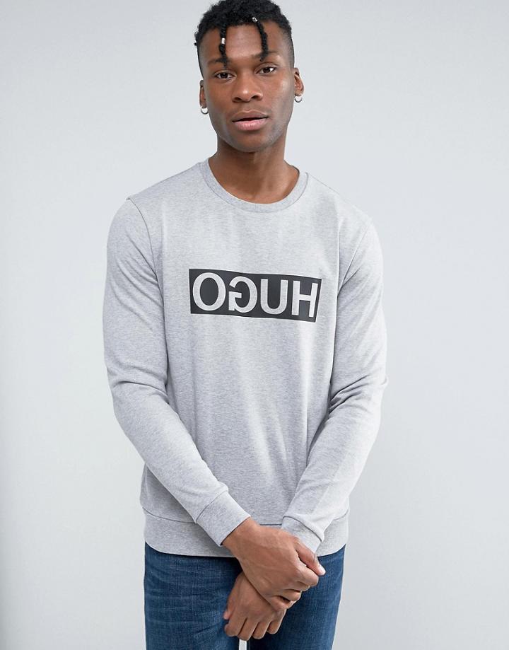 Hugo By Hugo Boss Dicago Sweat Crewneck Reverse Logo In Gray - Gray