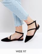 Asos Ludlow Wide Fit Asymmetric Pointed Ballet Flats - Black